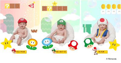 Studio Alice amplía la experiencia fotográfica de Super Mario con disfraces de Baby Mario, Baby Luigi y Toad