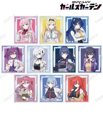 AMNIBUS에서 예약 판매 중인 Muv-Luv Girls Garden 상품 — 트레이딩 아크릴 카드, 글리터 핀 배지, 데스크 매트 등
