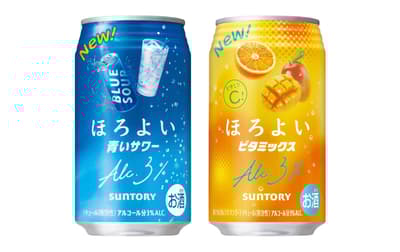 三得利推出“蓝色沙瓦”和“维他命混合”口味，以及九款重新设计的经典口味