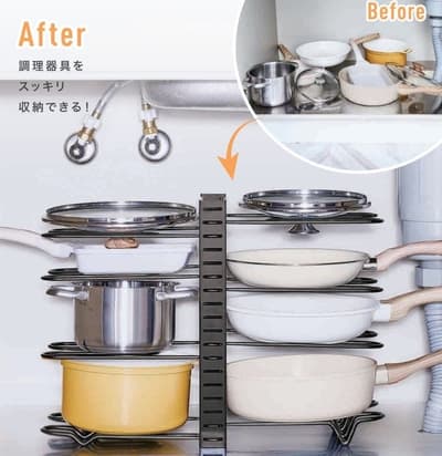 Non-Slip 3WAY Frying Pan Stand That Adapts to Any Kitchen Storage Space Now Available