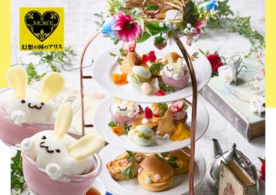 Una colorida fiesta de té de Pascua en «Alicia en el País de la Fantasía» en Umeda, Osaka (limitado de marzo a abril)