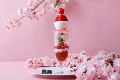 스트링스 오모테산도 SAKURA 테라스에 딸기 & 사과 하나미 파르페 등장