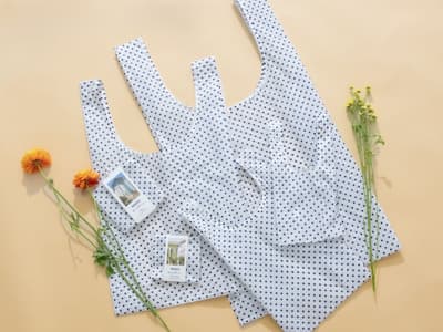 Ron Herman x Baggu 5th Collaboration — Clean Navy Dot Pattern on White