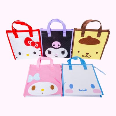 스케이터(Skater)에서 산리오 캐릭터 얼굴을 담은 새로운 부직포 도시락 가방 출시