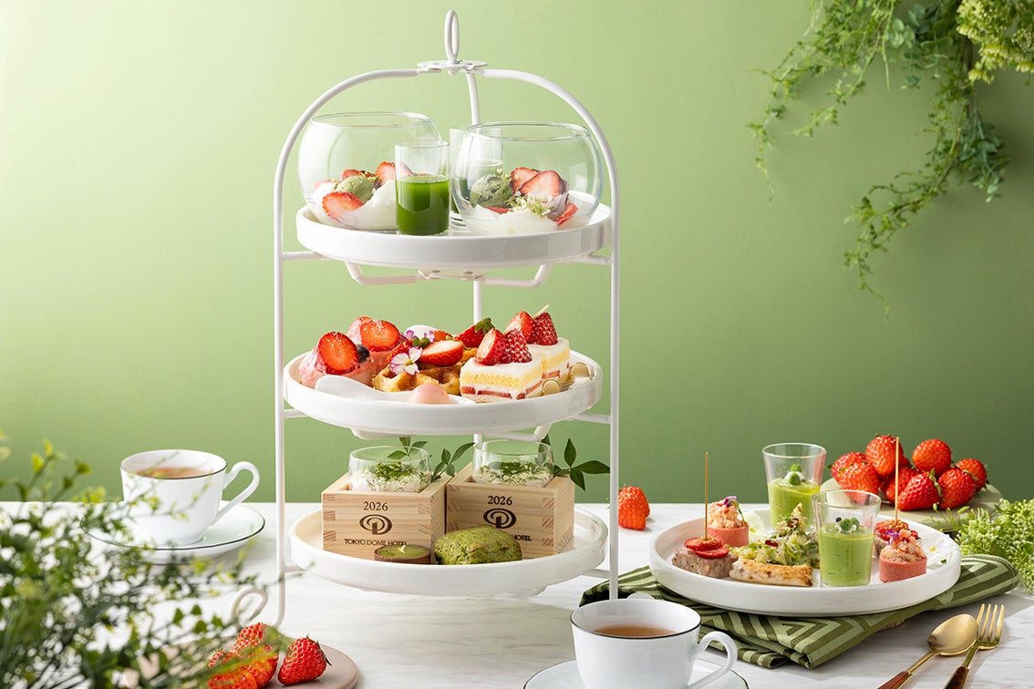 สตรอว์เบอร์รี & มัทฉะ อาฟเตอร์นูนที ณ สกายเลานจ์ โรงแรมโตเกียวโดม เริ่ม 1 เมษายน 2026