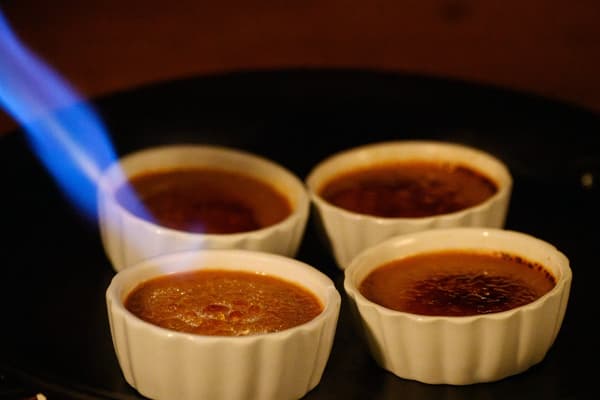 Flame chocolate creme brulee