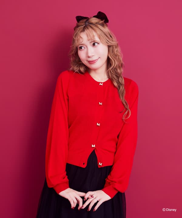 คาร์ดิแกน UV กระดุม Minnie Ribbon สีแดง