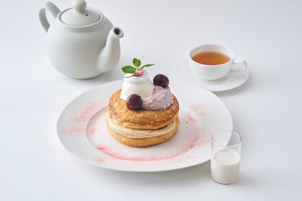 Cherry and Sakura Cream Hanami Pancake close-up