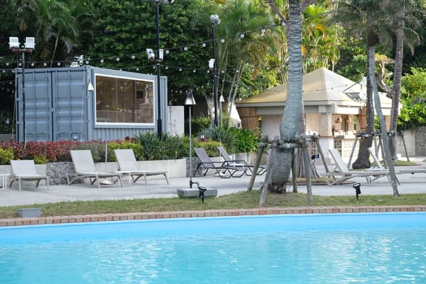 Poolside container outdoor sauna