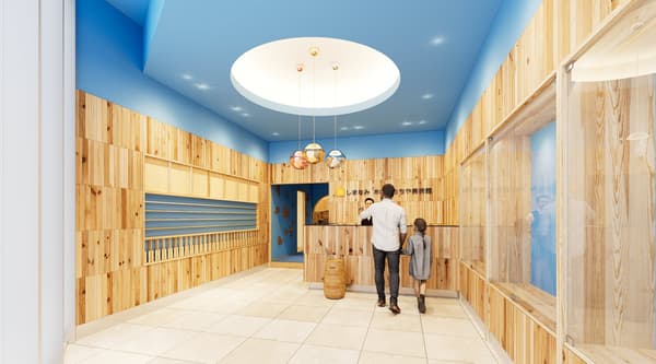 나무 인테리어가 있는 입구