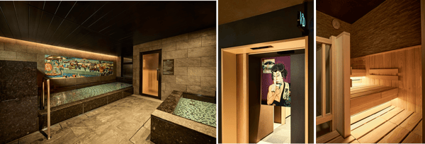 อ่างอาบน้ำขนาดใหญ่และซาวน่าบนชั้นบนสุด