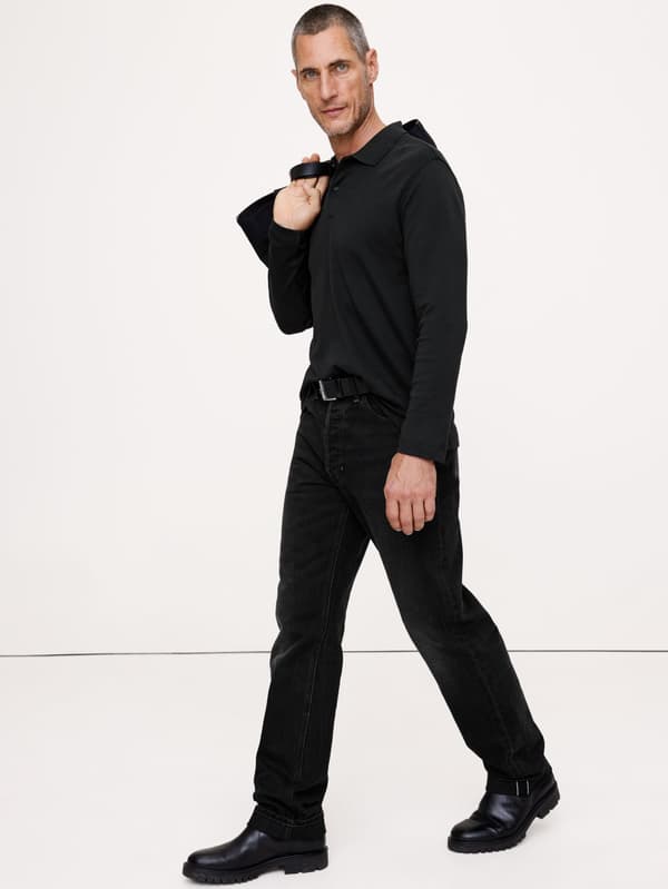 Luxury-Touch Long Sleeve Polo Shirt