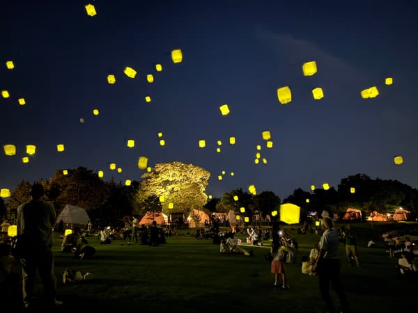 Sky lanterns and fireflies at Resol no Mori