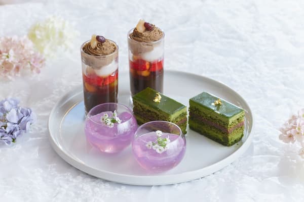 Top tier sweets on the afternoon tea stand