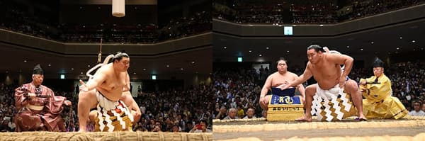 ซ้าย: Onosato, Hoshoryu ©Japan Sumo Association