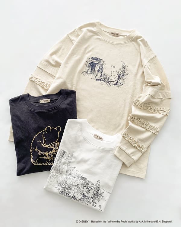 곰돌이 푸 소매 프릴 긴팔 티셔츠