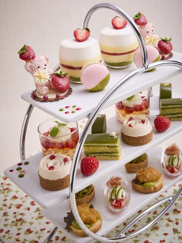 Strawberry & Matcha Afternoon Tea plating