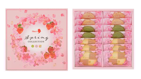 Spring Collection cookies in sakura, strawberry, and matcha flavors