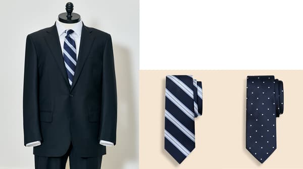 Navy Silk Regimental and Dot Ties