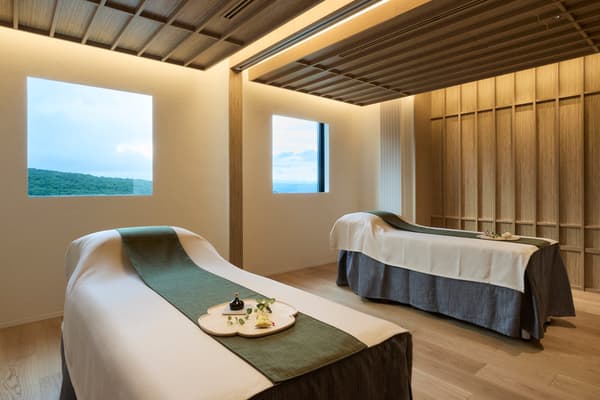 Natural hot spring with mountain view