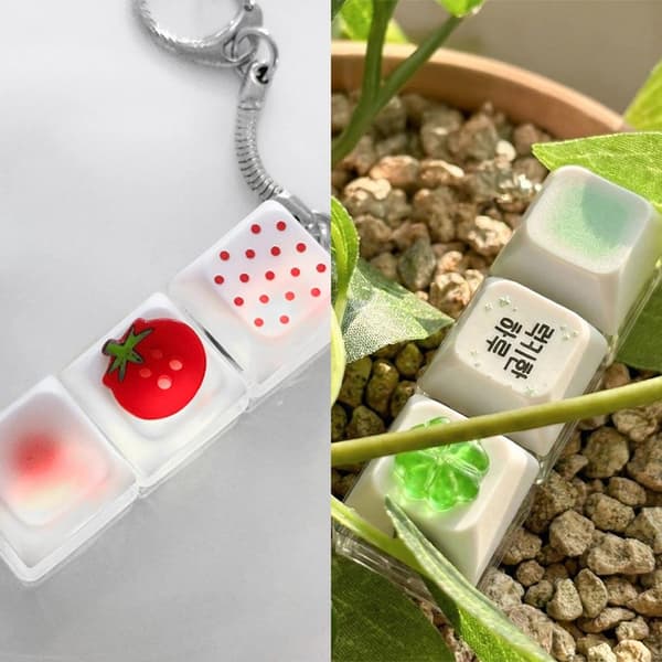 3D Tomato and 3D Lucky Clover Glowing Keyboard Charm