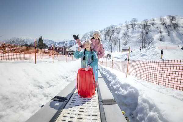 Skiers on powder snow