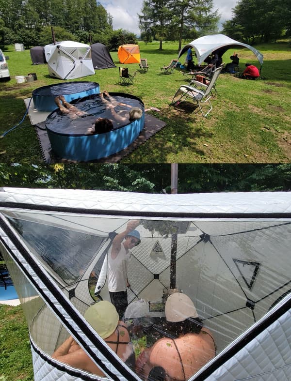 Finnish tent sauna on display