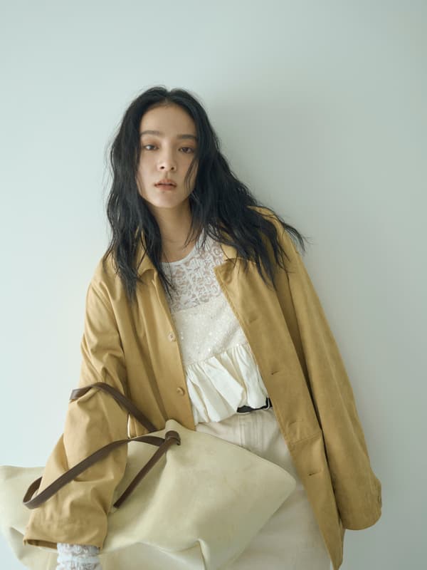 Fake Suede Jacket & Sheer Lace Long Sleeve Tee & Sequin Balloon Bustier