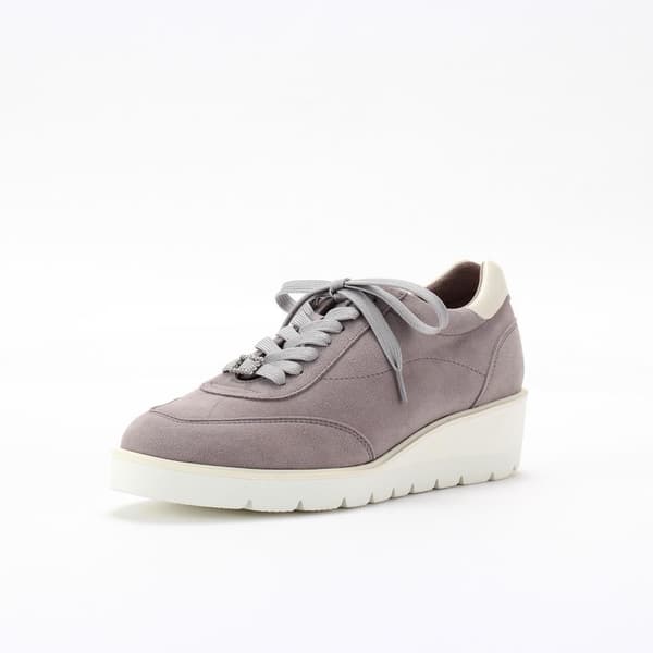 Zapatillas con alza en el talón en gris y marfil