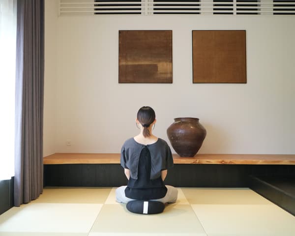 Tatami room set up for Zen meditation
