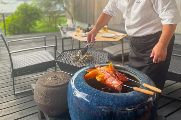 テラスダイニングのセットアップ