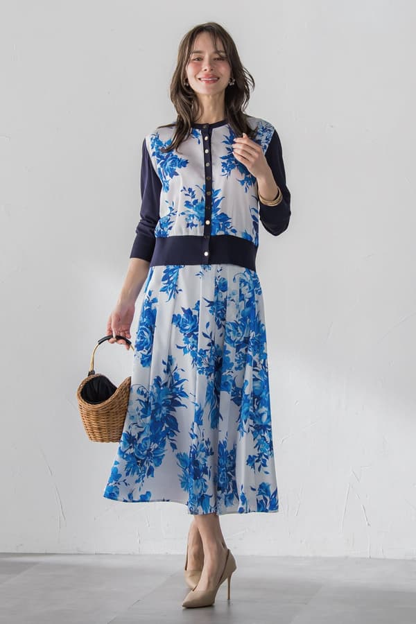 Cardigan and skirt coordinate