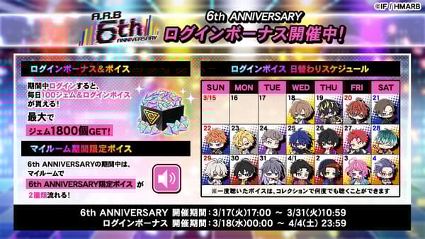6th ANNIVERSARY Login Bonus