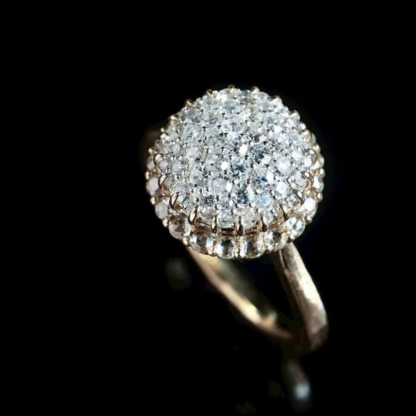 Limited edition Ponpone Mosaic: lavish pave ring densely set with single-cut diamonds