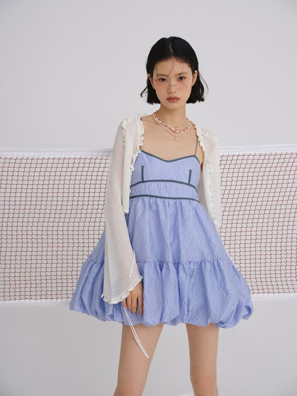 Sheer Jacquard Mini Dress