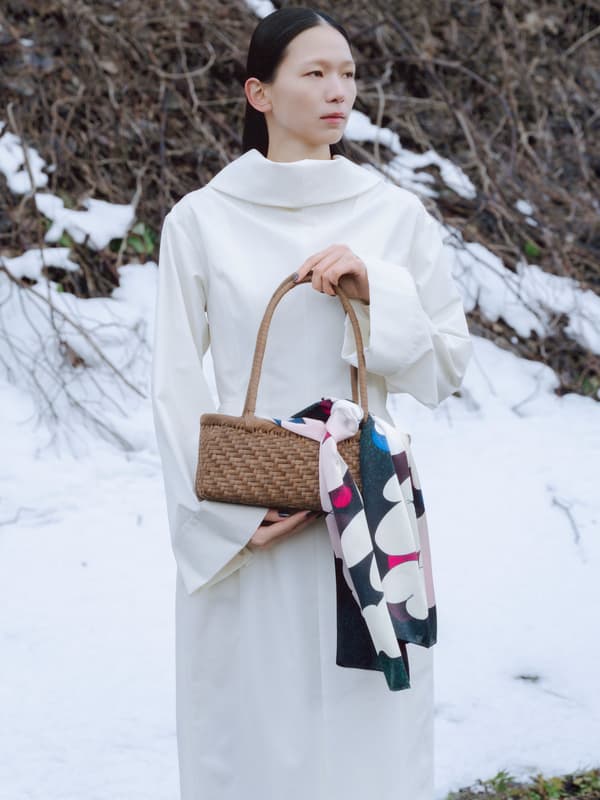 산포도 덩굴 공예 가로 바구니 / 긴 손잡이, 이너 백 (sunlight)