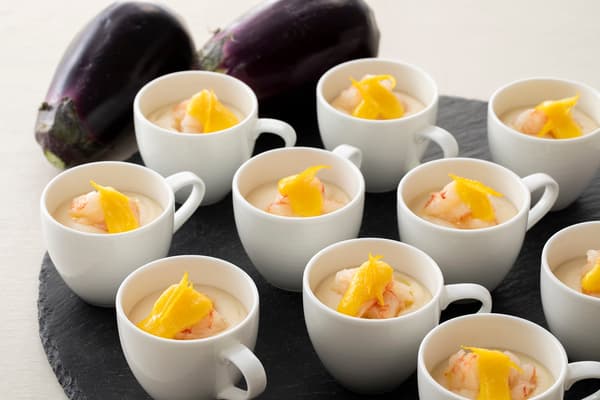 Izumisano Mizunasu and Apple Vichyssoise with Sake Lees and Yuzu Sauce