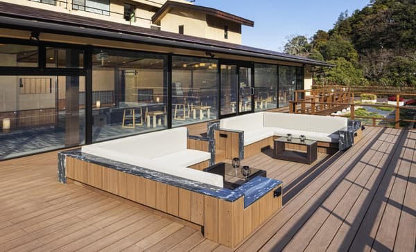A relaxing terrace space where guests can enjoy the scenery and fresh breeze