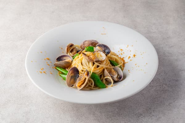 Clams, Bottarga, and Snap Peas in Light Cream