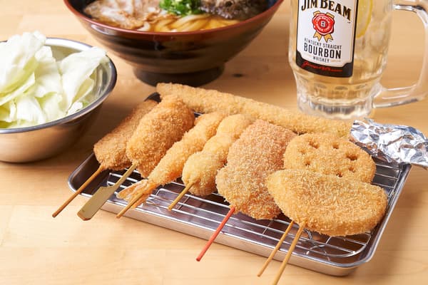Golden fried kushikatsu close-up