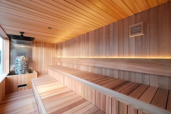 Container-style outdoor sauna at Laguna Garden Hotel