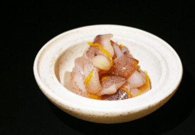 Homemade squid shiokara with yuzu