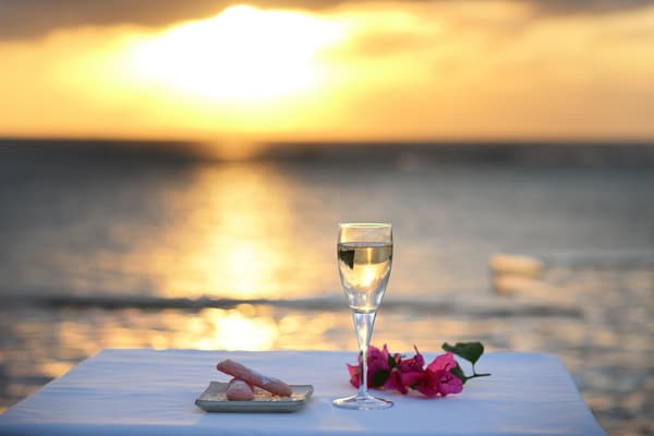 Enjoying sunset at the poolside