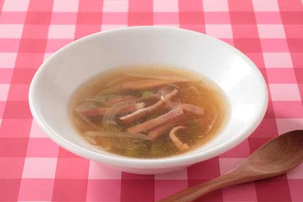 Bacon and Green Pea Consommé Soup