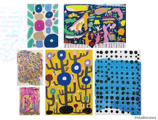 Emotion-themed original paintings selected from studioCOOCA