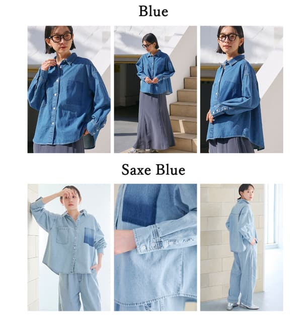 Water-Repellent FRESH DENIM Pocket Design Denim Shirt