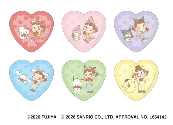 Insignia de corazón intercambiable PEKO x Sanrio Characters: 6 diseños aleatorios