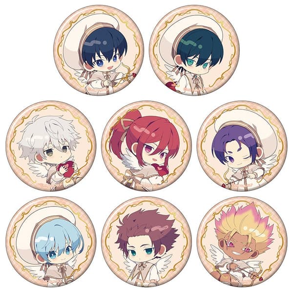 Colección de insignias de personajes estampadas en papel de aluminio