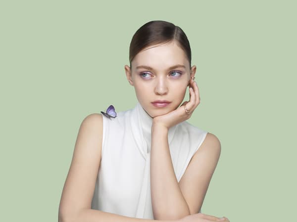 Model wearing items from the JUICY & DEWY collection