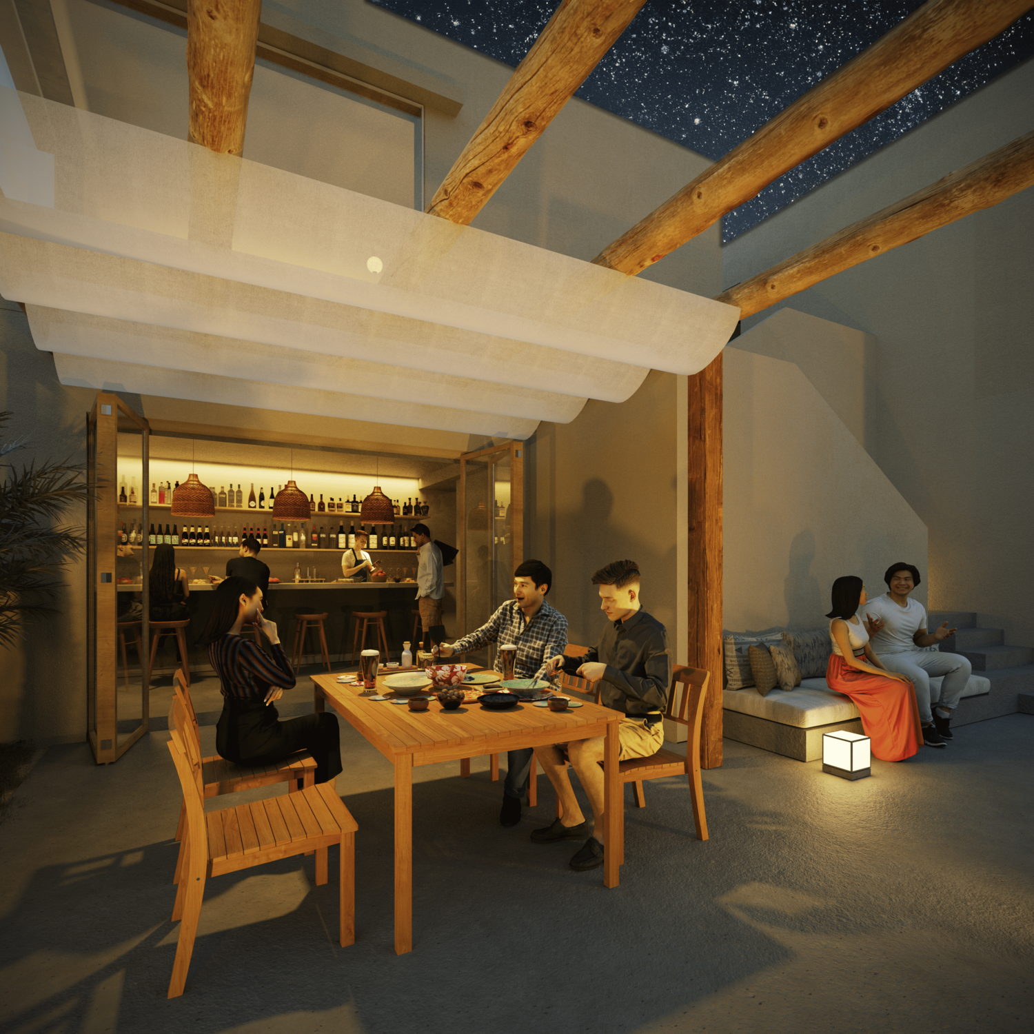 ภาพอาหารที่ระเบียงรับประทานอาหาร